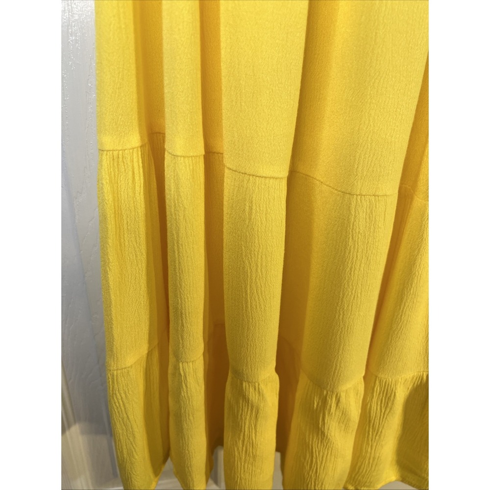 UMGEE Women's Yellow Ruffle Puff Sleeve Tiered Dress Cut-out Design Size Medium - Picture 4 of 9